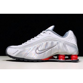 2019 Nike Shox R4 White Metallic Silver/Comet Red BV1111-100 Shoes